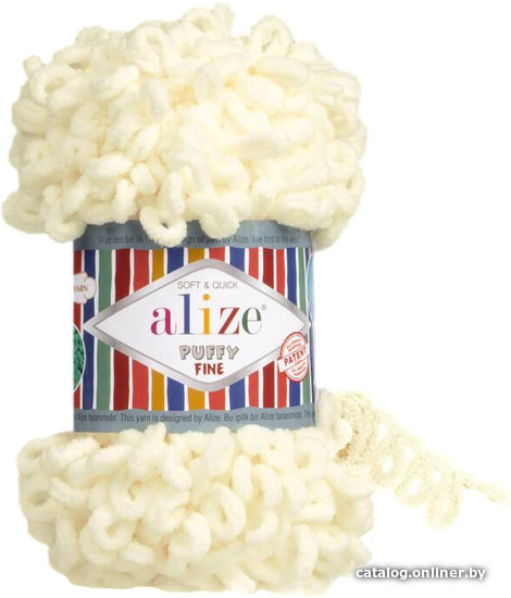 

Пряжа для вязания Alize Puffy fine 62 (14 м, молочный)