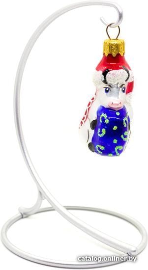 

Елочная игрушка Юрита Бычок с мешком подарков 200423-09 (белый)
