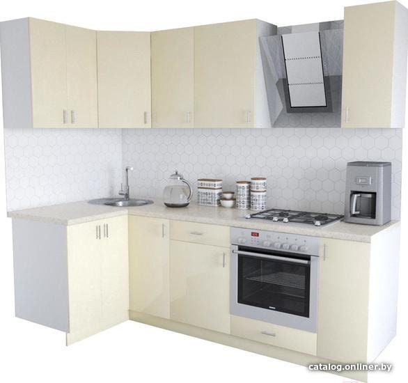 

Готовая кухня Хоум Лайн Кристалл Люкс 1200х2400 угловой (ваниль/ваниль)