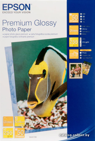 

Фотобумага Epson Premium Glossy Photo Paper 10x15 50 листов (C13S041729)