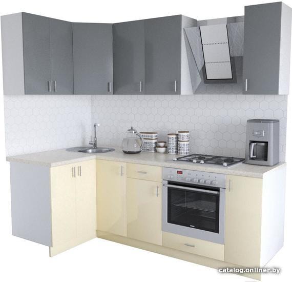 

Готовая кухня Хоум Лайн Кристалл Люкс 1200х2300 угловой (ваниль/серый)