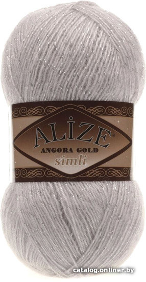 

Пряжа для вязания Alize Angora gold simli 168 (500 м, белая зима)