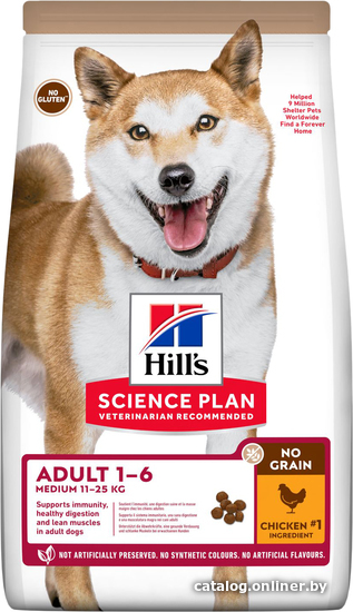 

Сухой корм для собак Hill's Science Plan No Grain Medium Adult с курицей 2.5 кг