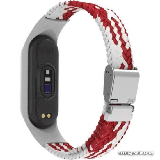 

Ремешок Rumi Wick из плетеного нейлона для Xiaomi Smart Band 7 (бело-красный)