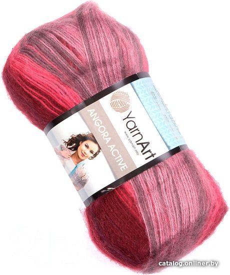 

Пряжа для вязания Yarnart Angora Active 841 100 г 500 м (темно-розовый/серый)