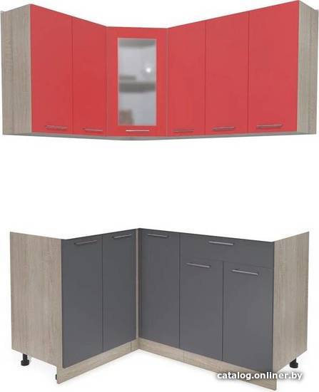 

Готовая кухня Интерлиния Мила 12x15 без столешницы (красный/антрацит)