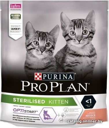 

Сухой корм для кошек Pro Plan Sterilised Kitten OptiStart с лососем 400 г