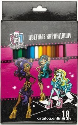 

Набор цветных карандашей Hatber Школа Монстров Monster High BKc 18556 (18 шт)