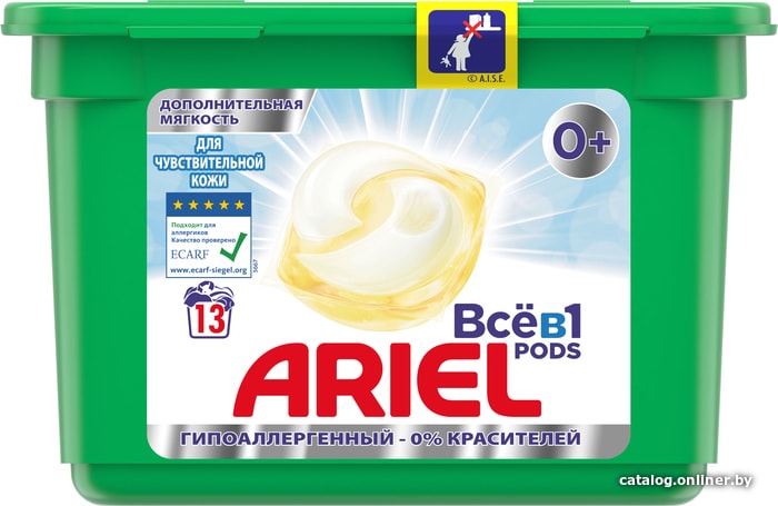 

Капсулы для стирки Ariel Все в 1 Pods Sensitive (13 шт)