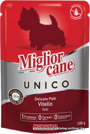 

Пресервы Migliorcane Unico Adult Mini нежный паштет с телятиной 100 г