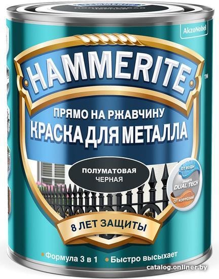 

Краска Hammerite по металлу полуматовая 0.75 л (черный)