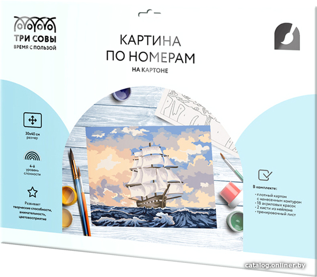 

Картина по номерам Три совы Парусник КК_44049
