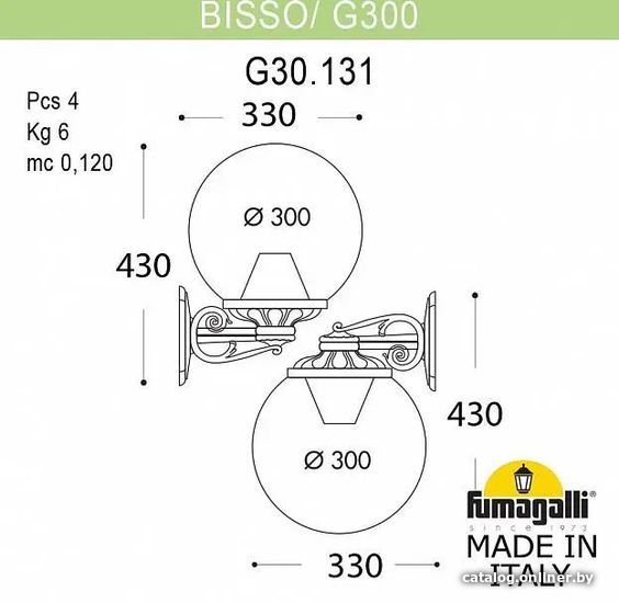 

Уличный настенный светильник Fumagalli Bisso/G300 FU_G30.131.000.BZF1R