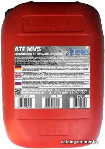 

Трансмиссионное масло Alpine ATF MVS 20л