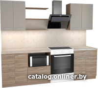 

Готовая кухня Primebeli Агата Premium 2.0 (серый/серый/серый/сосна касцина)