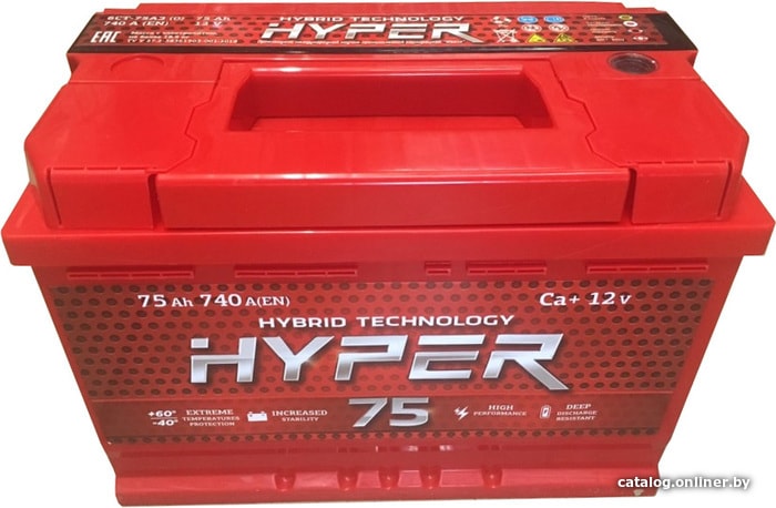 

Автомобильный аккумулятор Hyper 740A (75 А·ч)