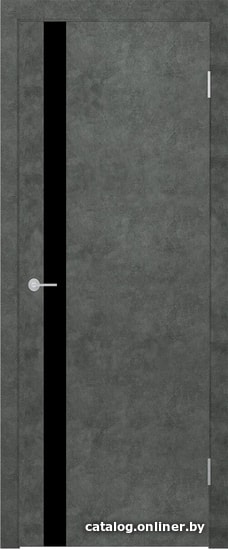 

Межкомнатная дверь Юркас Stark ST12 ДО 60x200 (бетон темный/lacobel черный лак)