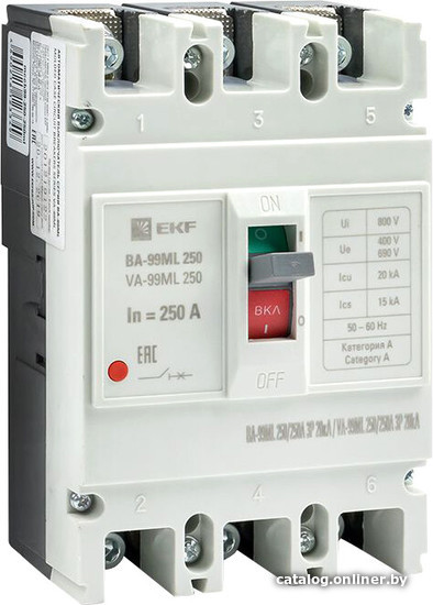 

Выключатель автоматический EKF Basic ВА-99МL 250250А 3P 20кА mccb99-250-250mi