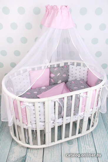 

Постельное белье Amarobaby Мечта (19 предметов, серый/розовый)