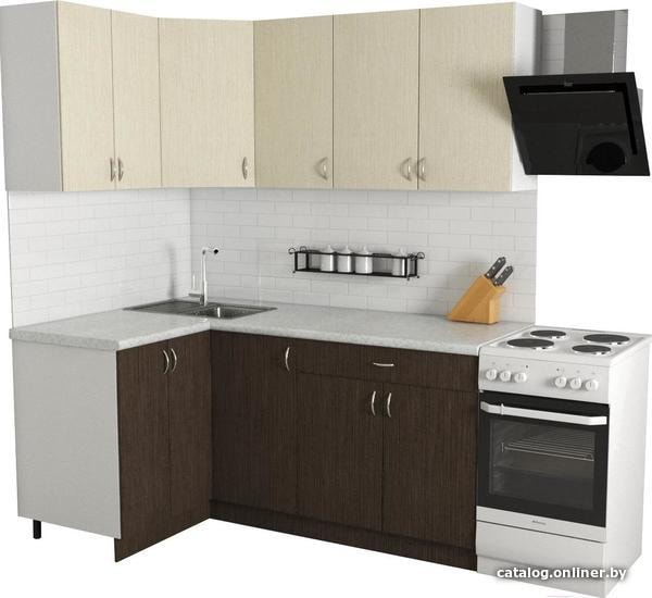 

Готовая кухня Хоум Лайн Агата 1200х1800 угловой (файнлайн мокка/файнлайн крем)