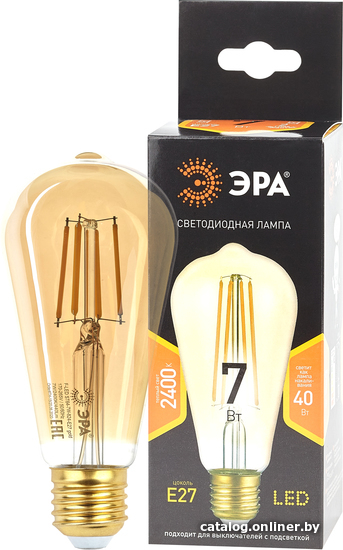 

Светодиодная лампочка ЭРА F-LED ST64-7W-824-E27 gold Б0047664