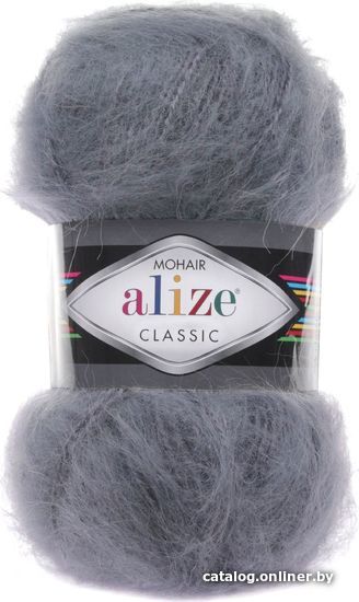 

Пряжа для вязания Alize Mohair classic 87 100 г 200 м (угольно-серый)