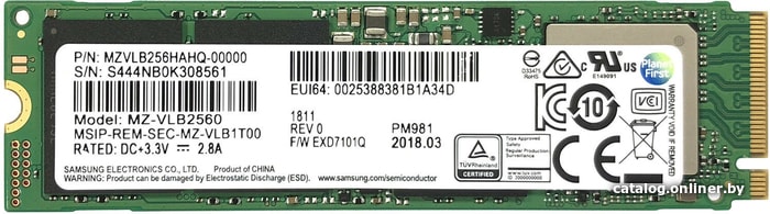 

SSD Samsung PM981 256GB MZVLB256HAHQ