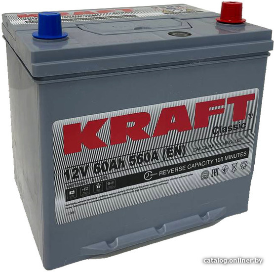 

Автомобильный аккумулятор KRAFT Asia 60 JR+ (60 А·ч)