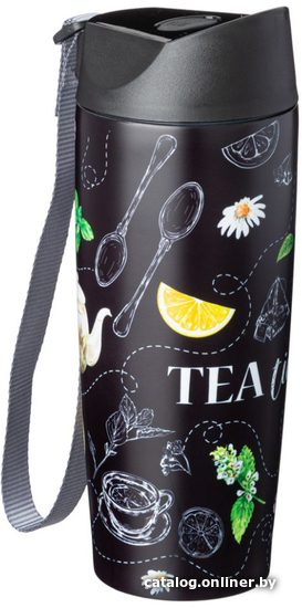

Термокружка Agness Tea Time 709-090 380мл (черный/цветной принт)