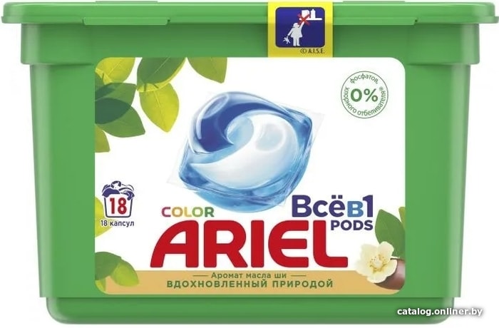 

Капсулы для стирки Ariel Все в 1 Pods Color Аромат масла ши (18 шт)
