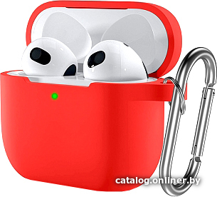 

Чехол LifeStyle для AirPods 3 (с карабином, красный)