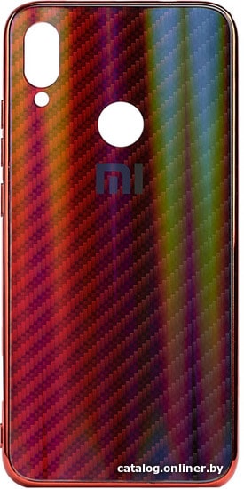 

Чехол для телефона EXPERTS Aurora Glass для Xiaomi Redmi Note 7 с LOGO (красно-синий)