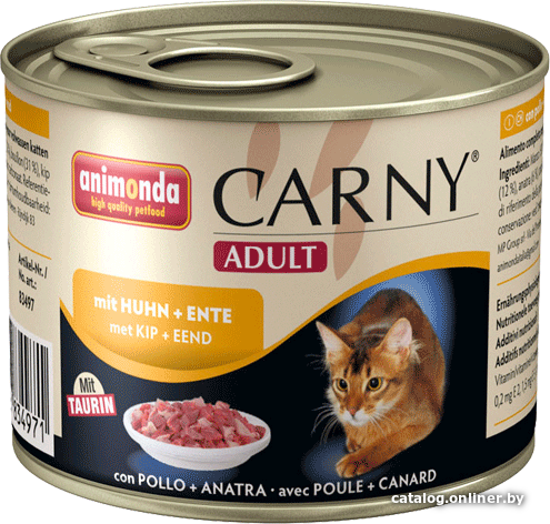 

Консервированный корм для кошек Animonda Carny Adult с курицей и уткой 0.2 кг