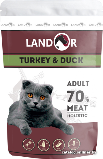 

Пресервы Landor для взрослых кошек индейка с уткой 85 г