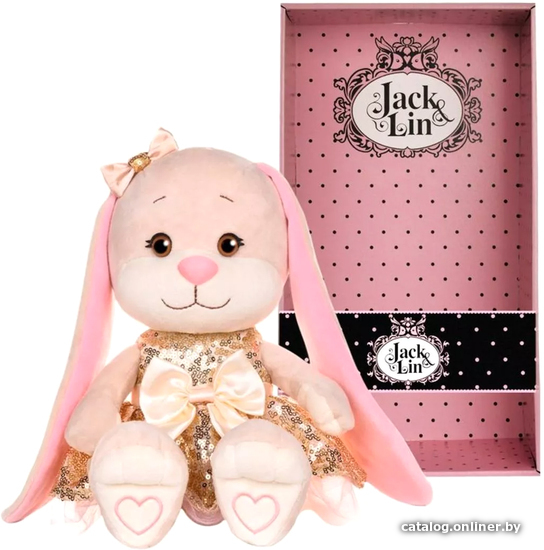 

Классическая игрушка Jack&Lin Зайка в золотом платьице с пайетками JL-253-20