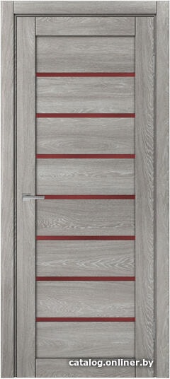 

Межкомнатная дверь MDF-Techno Dominica 113 40x200 (дуб Шале седой, стекло лакобель красный)