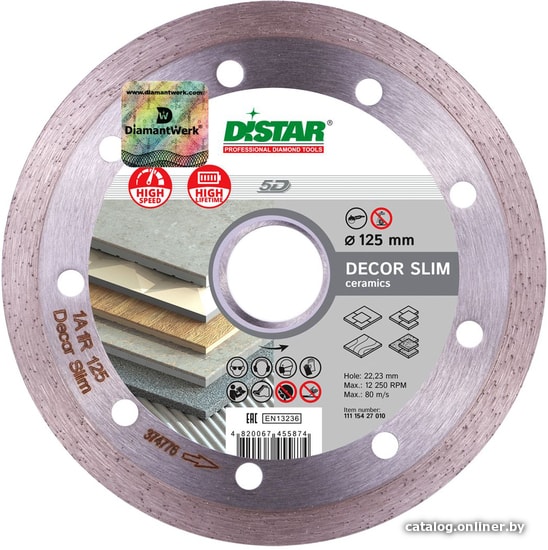 

Отрезной диск алмазный Distar 1A1R 125x1.2x8x22.23 Decor Slim 11115427010