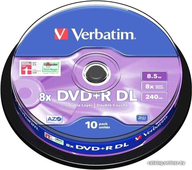 

DVD+R диск Verbatim 8.5Gb 8x 43666 (10 шт.)