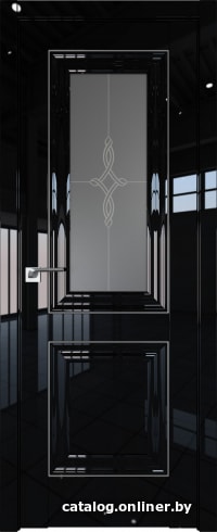 

Межкомнатная дверь ProfilDoors 28L 40x200 (черный люкс серебро люкс, стекло узор графит)