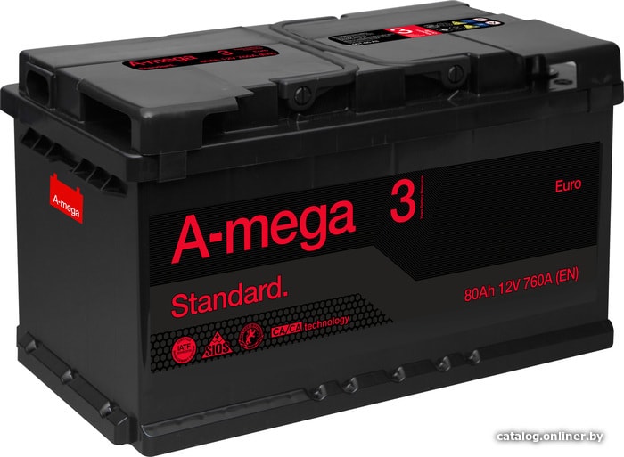 

Автомобильный аккумулятор A-mega Standard 80 R (80 А·ч)