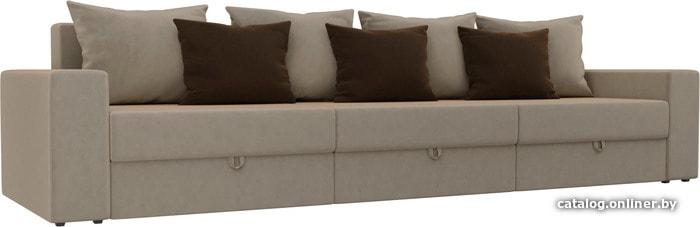 

Диван Лига диванов Мэдисон Long 28863 (микровельвет, бежевый/бежевый/коричневый)