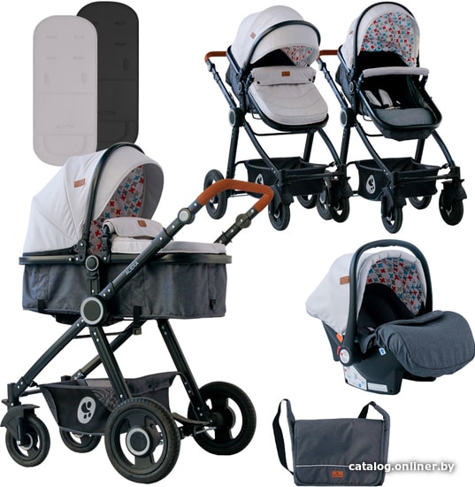 

Универсальная коляска Lorelli Alexa 2020 (3 в 1, light grey)