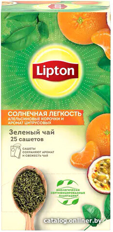 

Зеленый чай Lipton Солнечная легкость с апельсиновыми корочками и аром. цитрусовых 25 шт