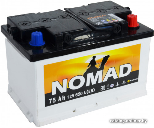 

Автомобильный аккумулятор Nomad 6СТ-75 Евро низкий (75 А·ч)