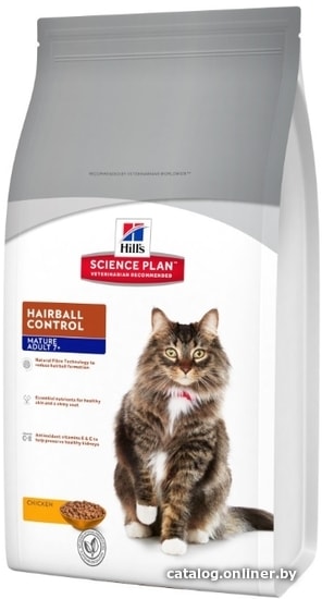 

Сухой корм для кошек Hill's Feline Mature Adult 7+ Hairball Control Курица 1.5 кг