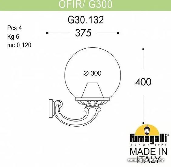 

Уличный настенный светильник Fumagalli Ofir/G300 FU_G30.132.000.VXF1R