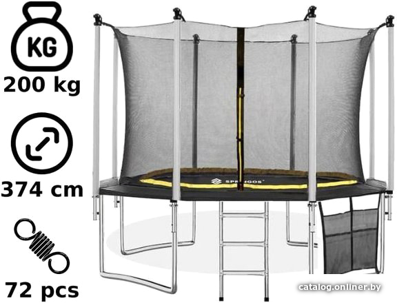 

Батут Springos 12ft 374 см (с внутренней сеткой и лестницей)