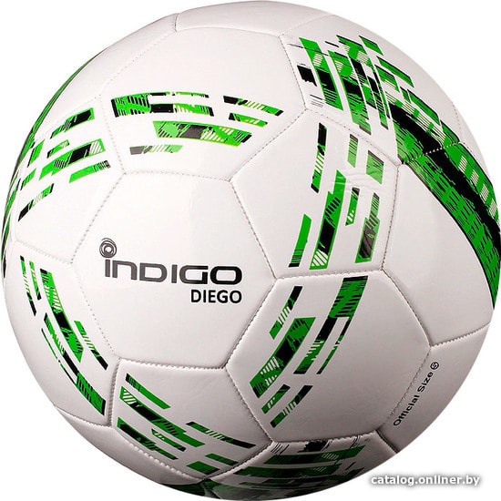 

Футбольный мяч Indigo Diego N001 (5 размер, белый/зеленый)