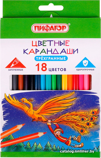 

Набор цветных карандашей Пифагор Сказки 181822 (18цв)
