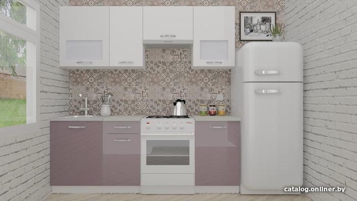 

Готовая кухня ВерсоМебель ЭкоЛайт-6 2.2 (белый/глициния)